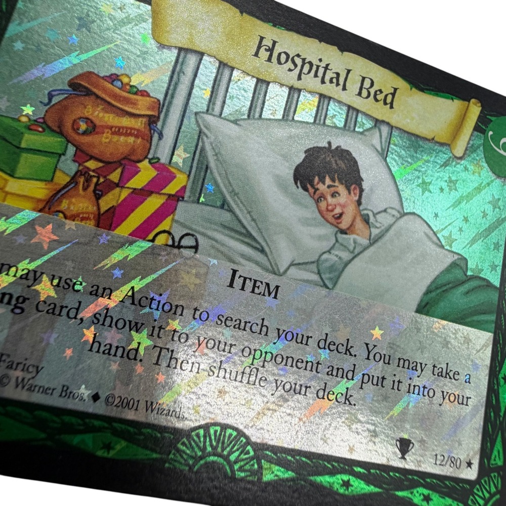 Harry Potter TCG Hospital Bed 12/80 Holo Quidditch Cup 2001 WotC Card Vintage